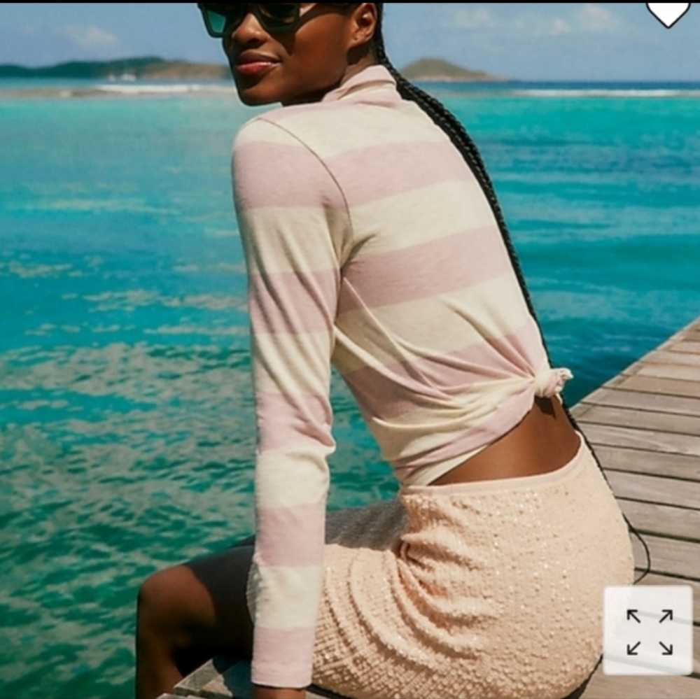 J. Crew Pink and Cream Sequin Skirt and Crop Top Set